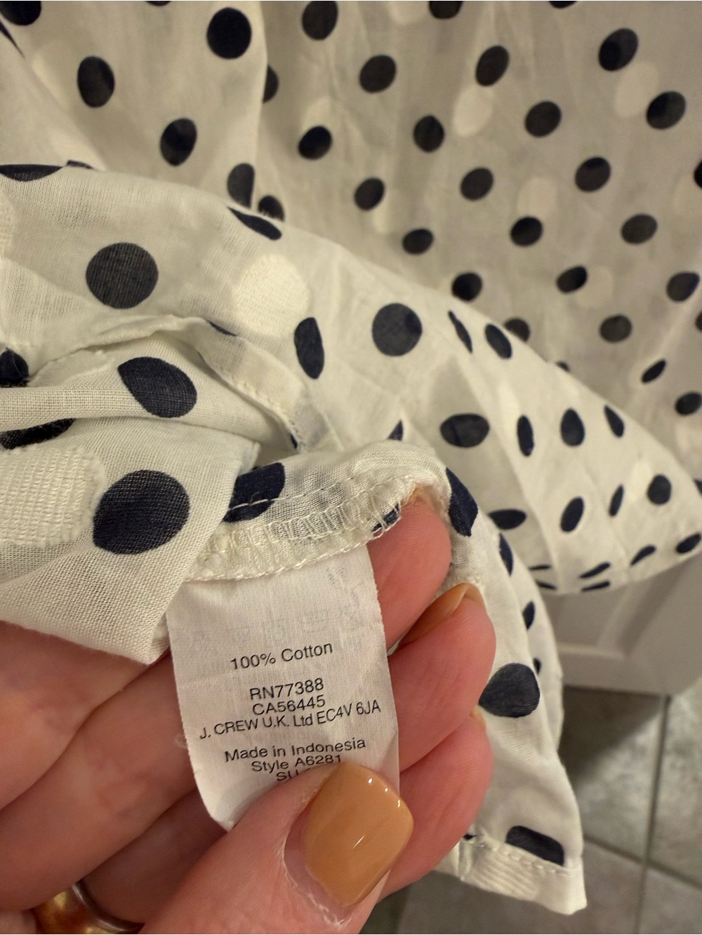 J. Crew White Sleeveless Navy Polka Dot Button-Front Blouse 6 - Picture 5 of 6